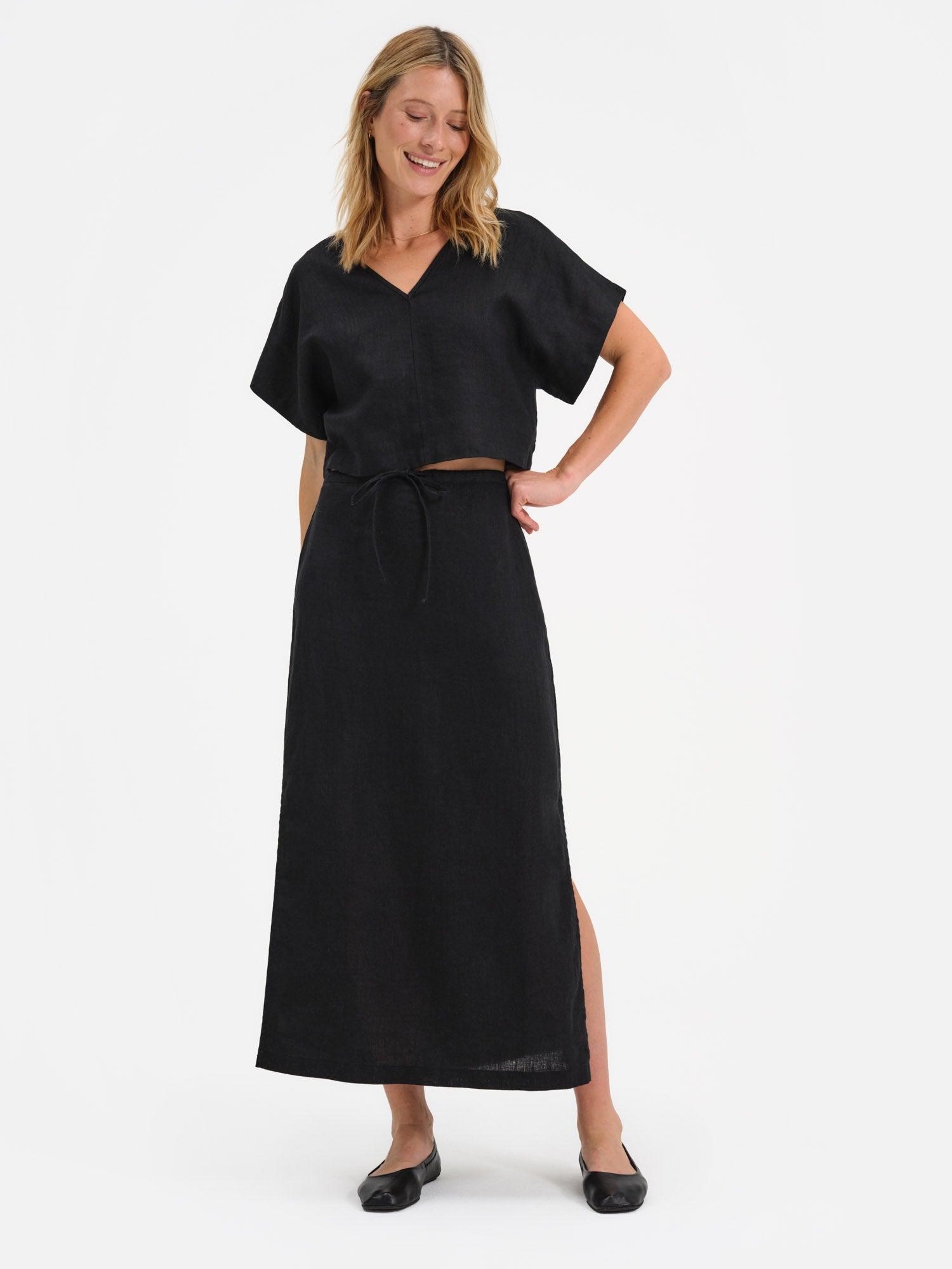 Organic Linen Midi Skirt Female Product Image