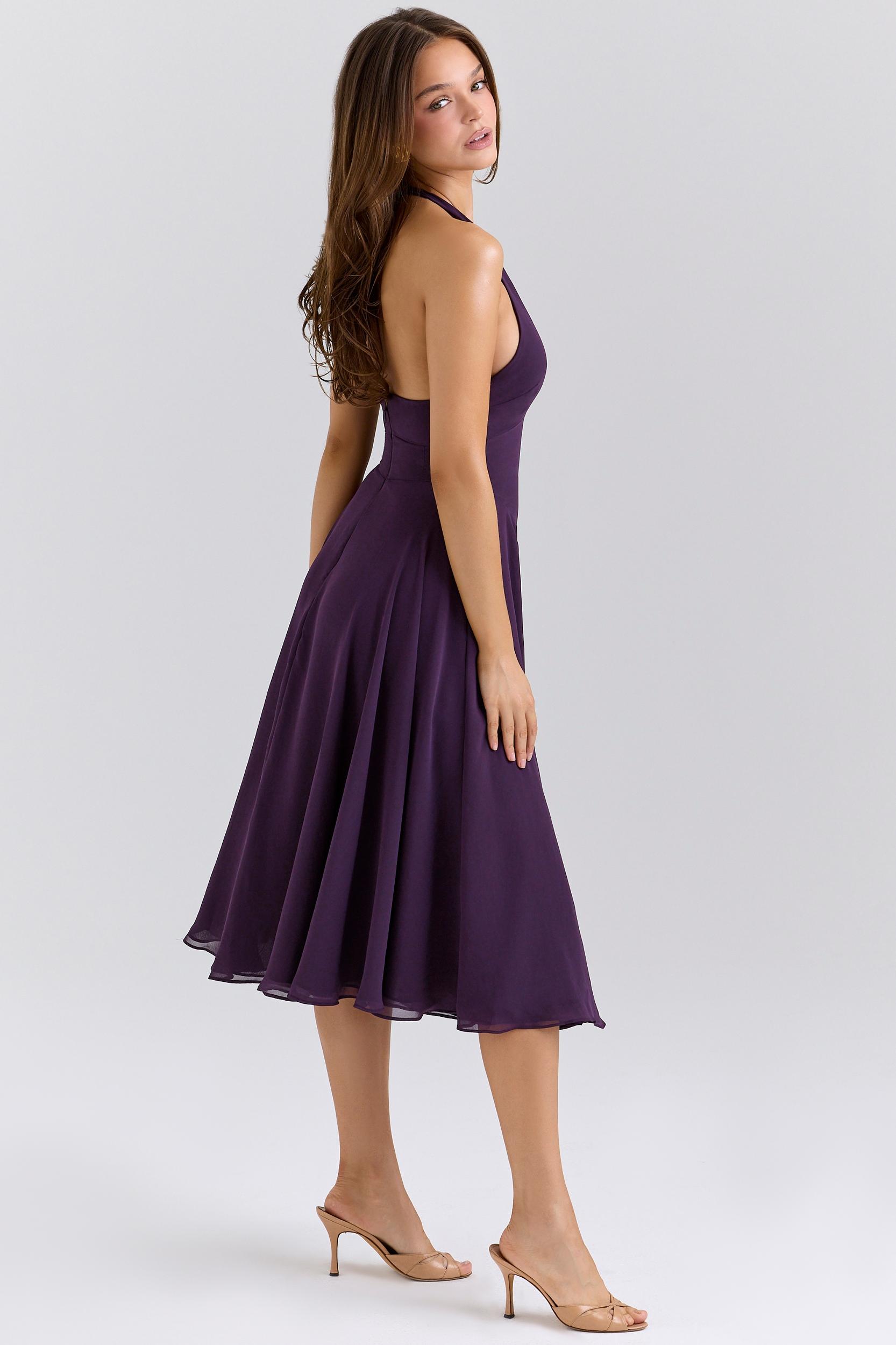 Solada  grape georgette halter sundress Product Image