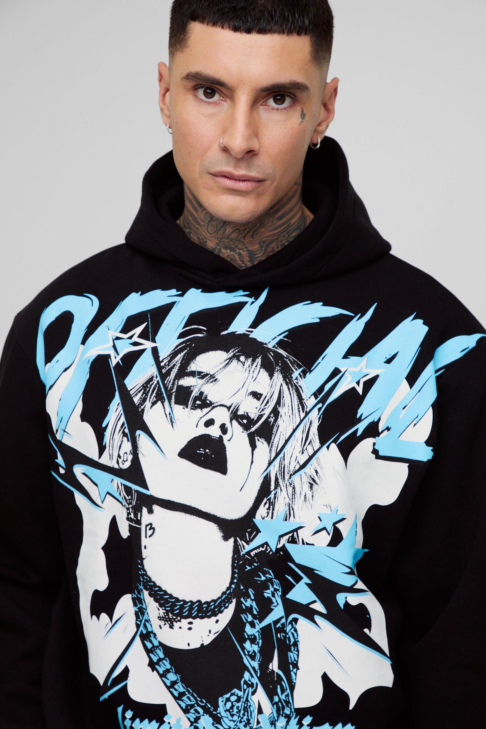 Tall Oversized Boxy Official Tour Large Scale Print Hoodie | boohooMAN USA Product Image