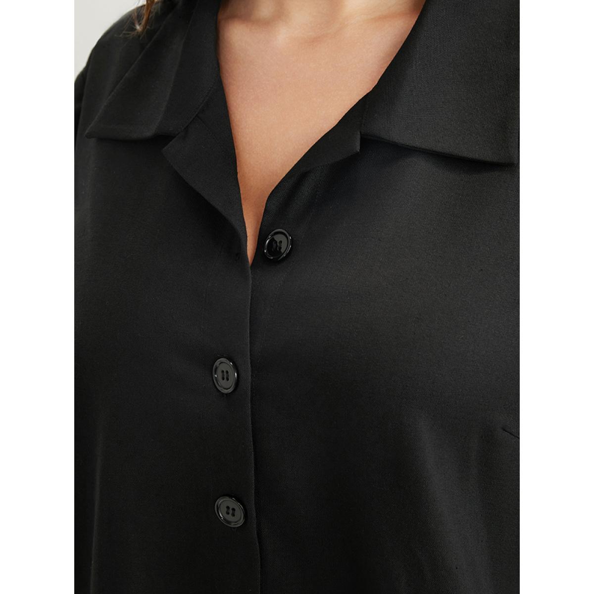 Plus Size Solid Pocket Button Up Cuffed Sleeve Coat Women Black Casual Button Ladies Dailywear Winter Coats BloomChic 10/M Product Image