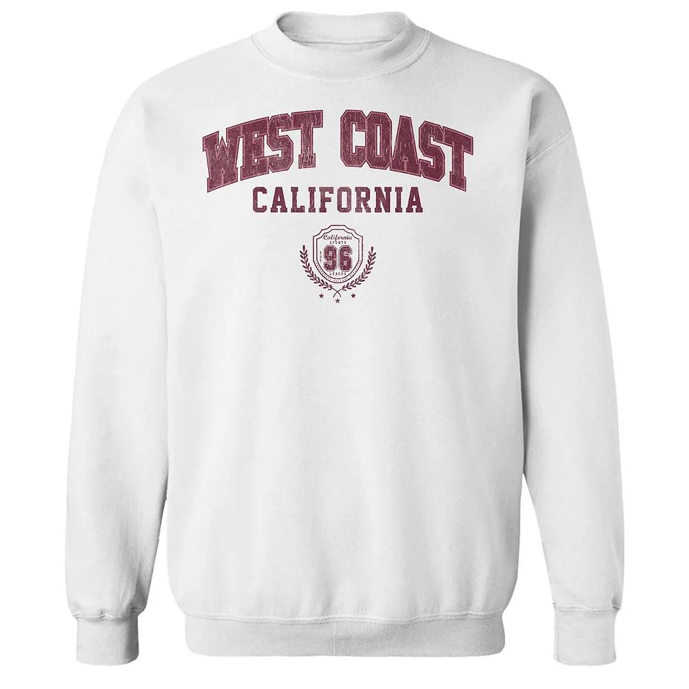 Junior's West Coast Graphic Fleece Sweatshirt, Women's, Size: XL, White Product Image