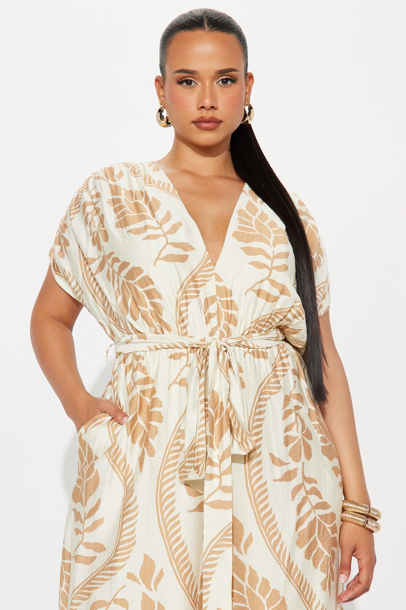 Tori Short Sleeve V-Neck Jumpsuit - Cream/combo Female Product Image