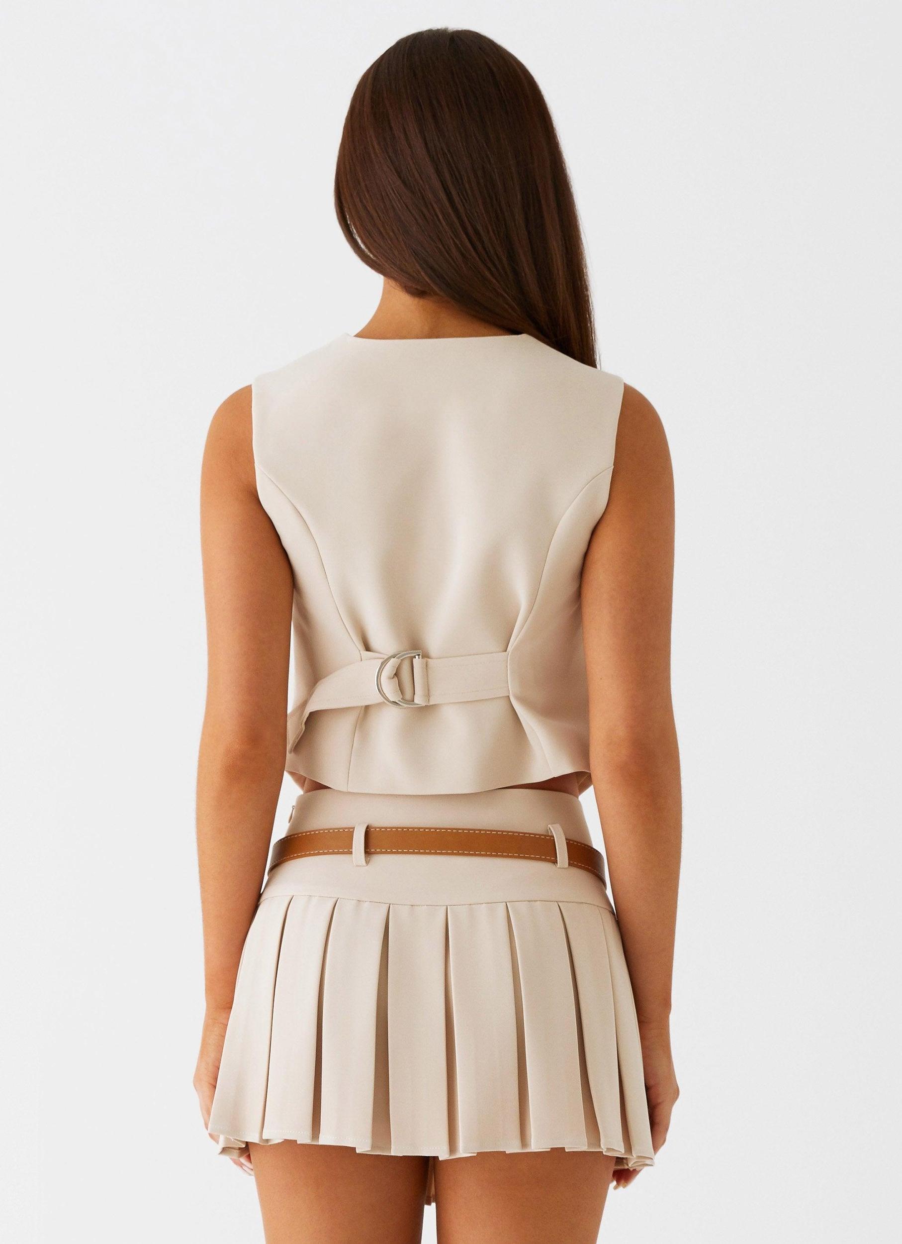 Stealth Mode Mini Skirt - Beige Product Image