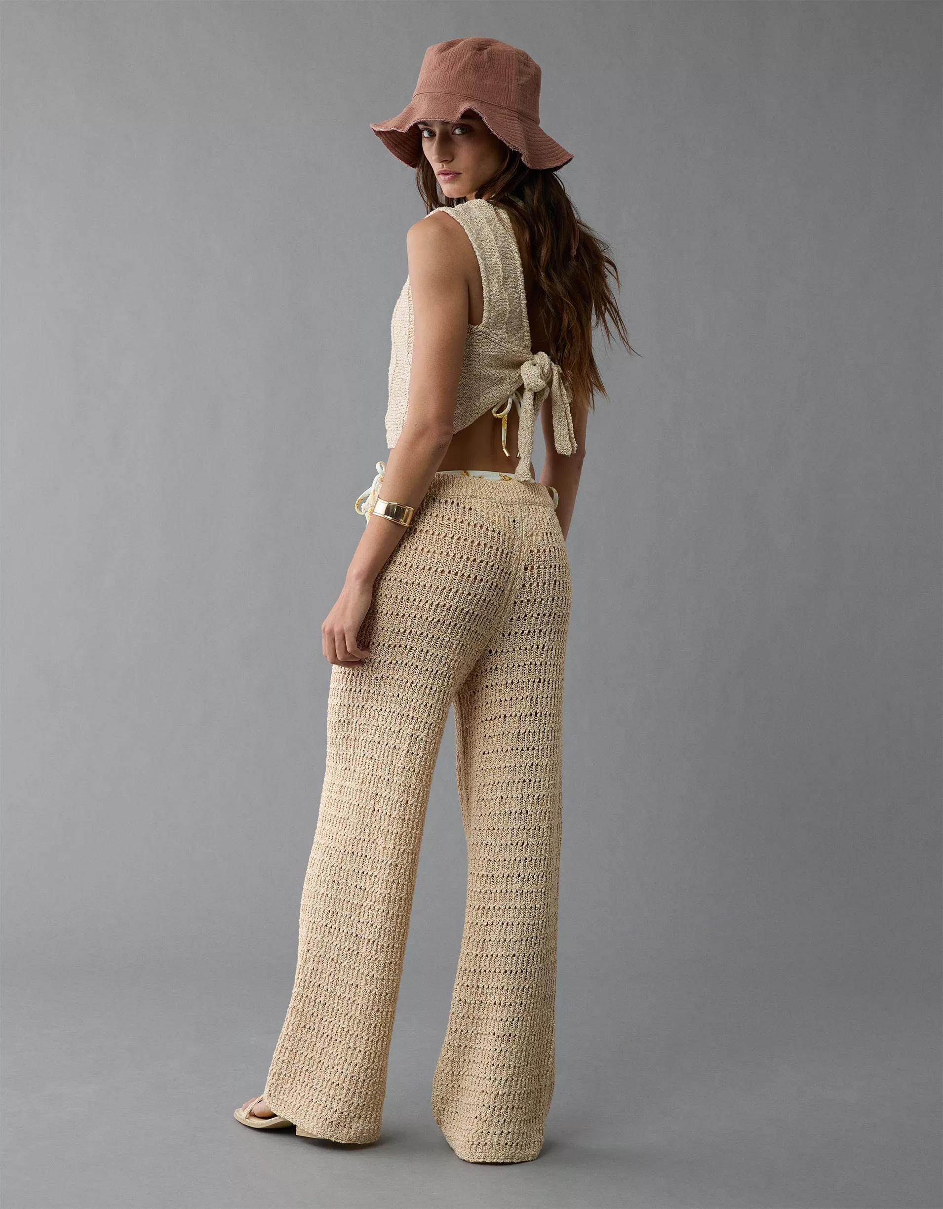 AE High-Waisted Flare Crochet Pant Product Image