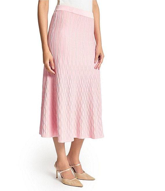 MISOOK Geometric Knit Flare Midi Skirt Product Image