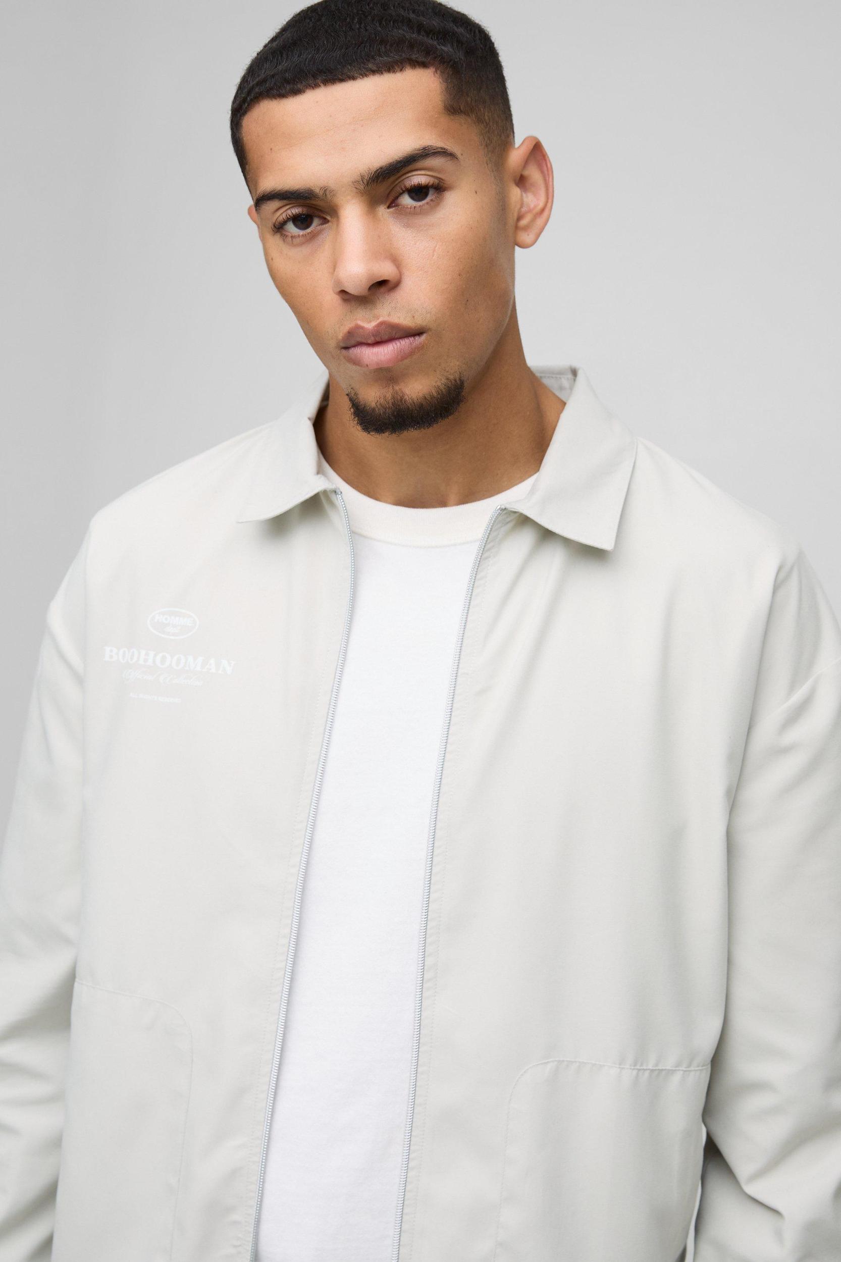 Nylon Man Pocket Detail Zip Through Shirt Jacket | boohooMAN USA Product Image