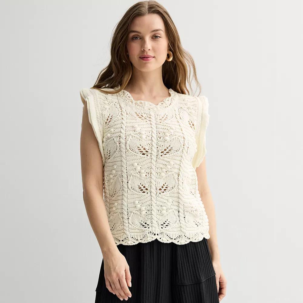 Women's Laurel Grey Textured Sweater Vest, Size: Large, Ivory Product Image