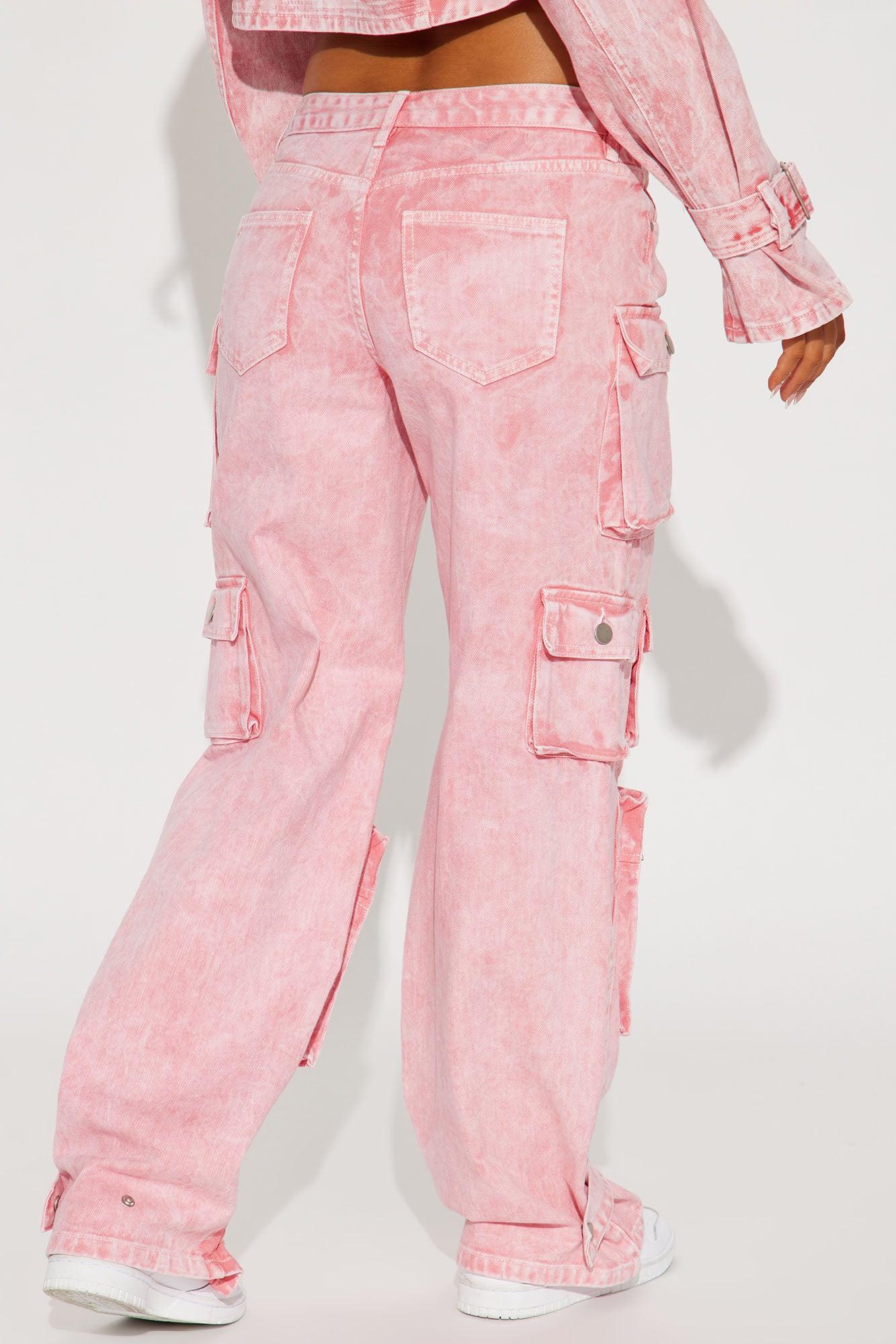 Billie Low Slung Cargo Jeans - Pink Product Image