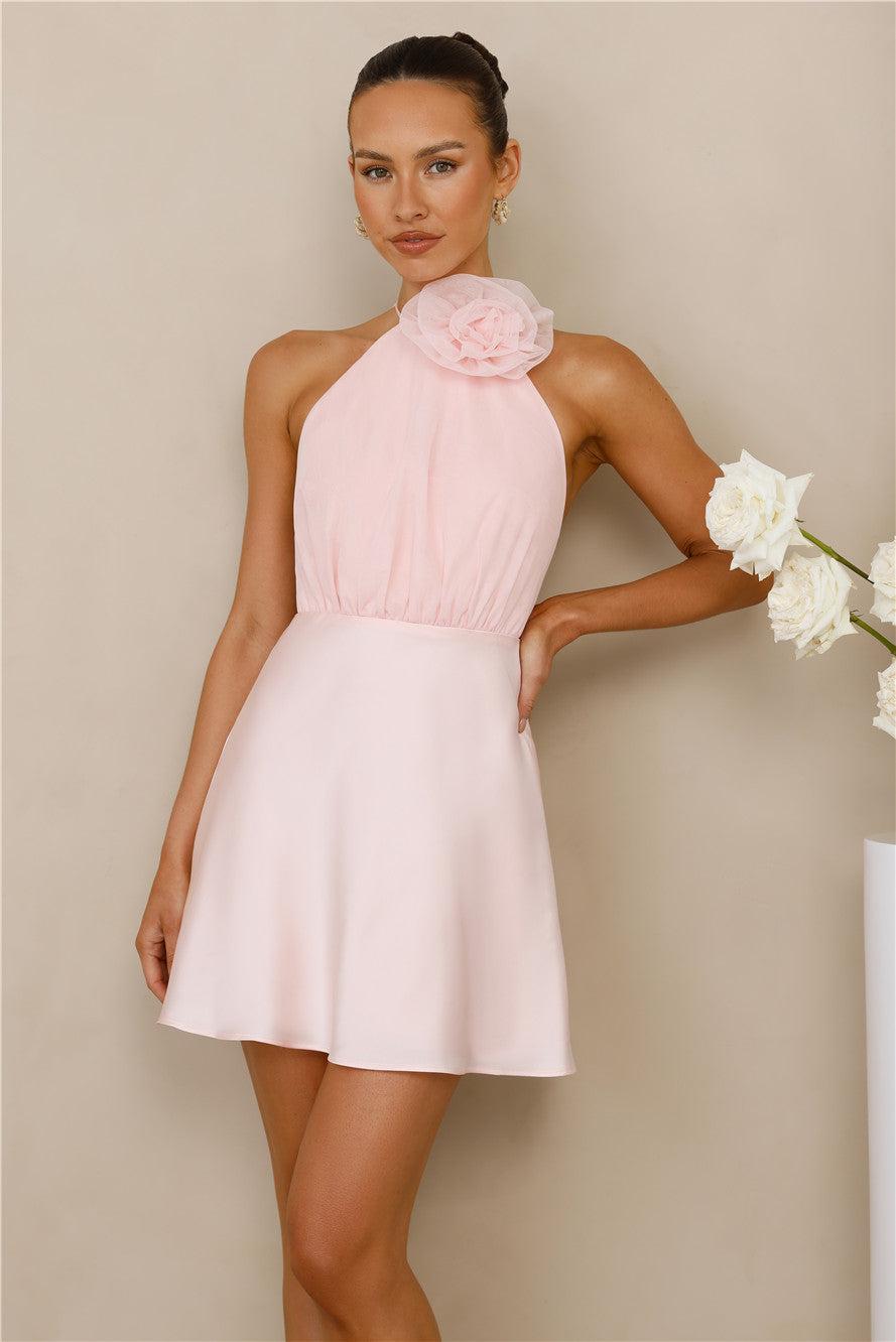 Infinite Charm Halter Mini Dress Pink Product Image