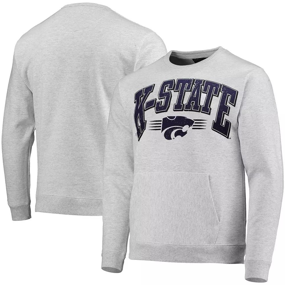 Men's League Collegiate Wear Heathered Gray Kansas State Wildcats Upperclassman Pocket Pullover Sweatshirt, Size: Small, Grey Product Image