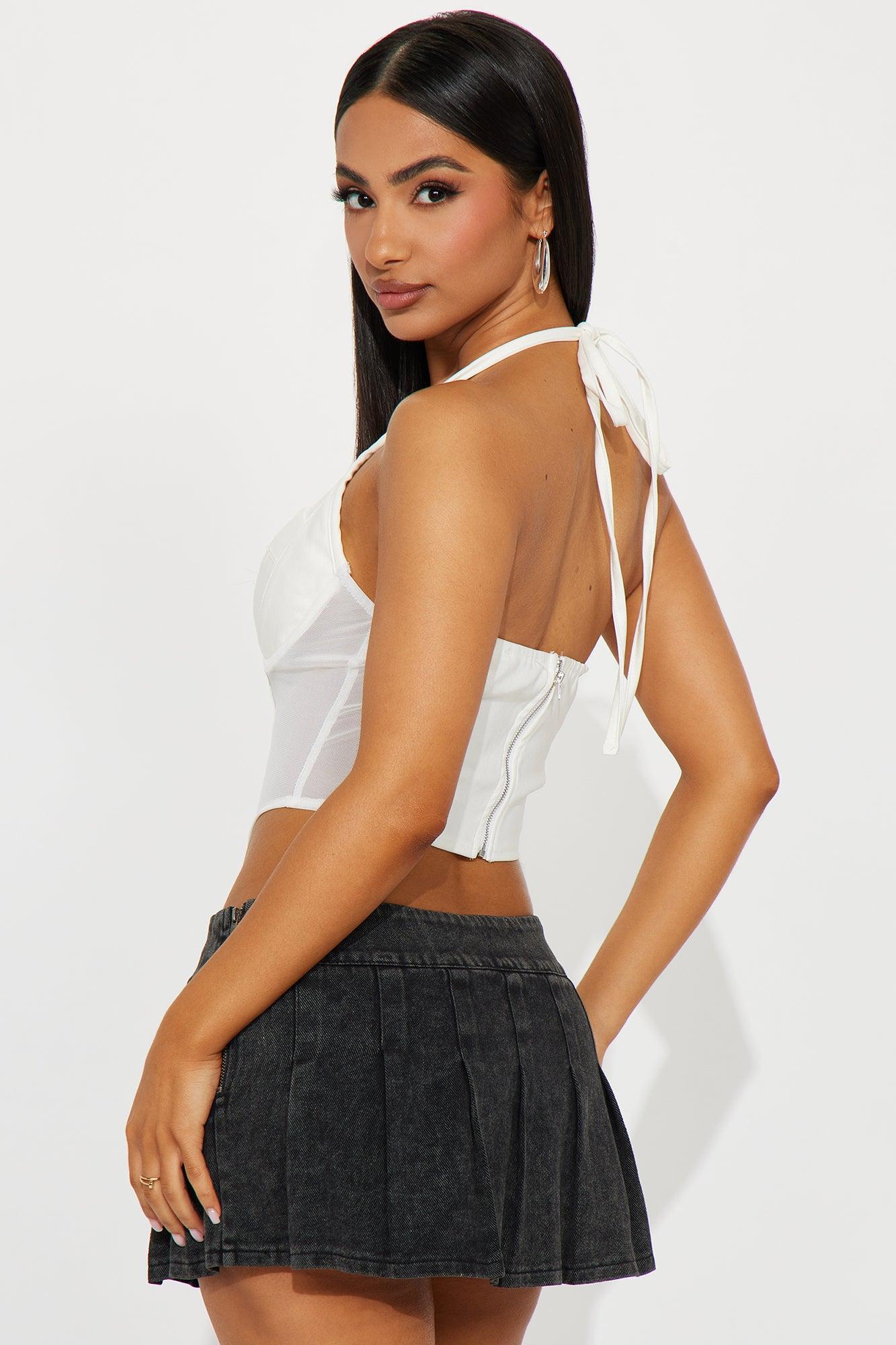 All I Needed Leather Corset Top - Ivory Product Image