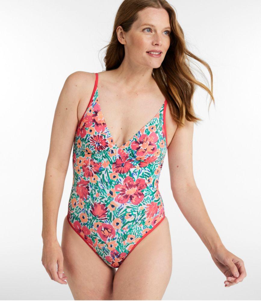 Women's Coastal Essentials Swimwear, V-Neck Tanksuit Print Product Image