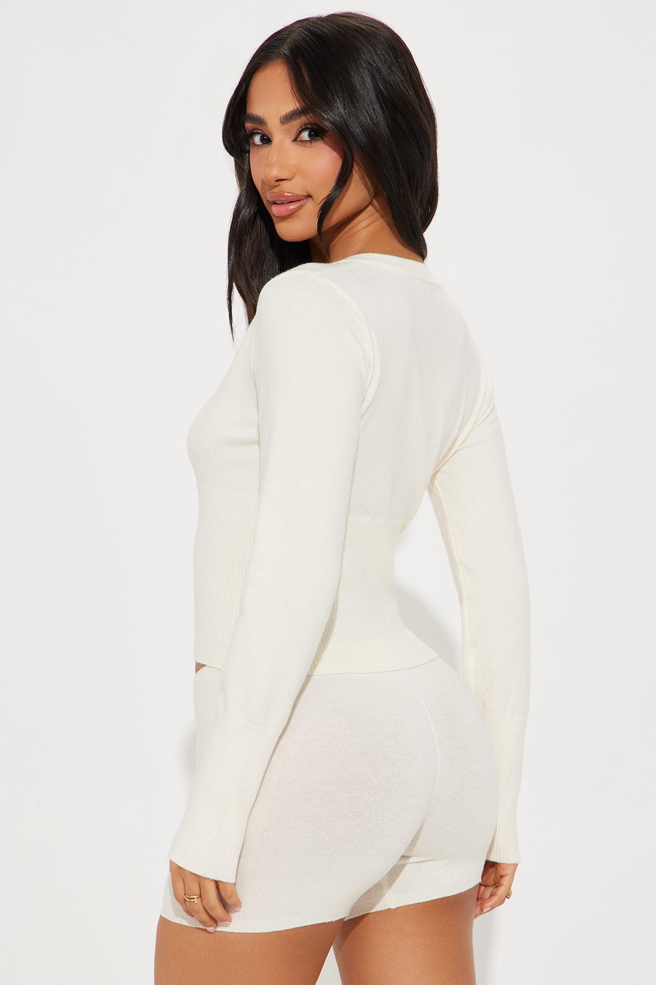Shana Sweater Short Set - Cream Product Image