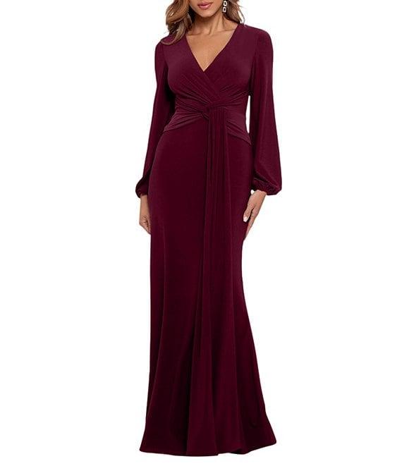 Betsy & Adam Petite Size Long Sleeve Jersey Dress Product Image