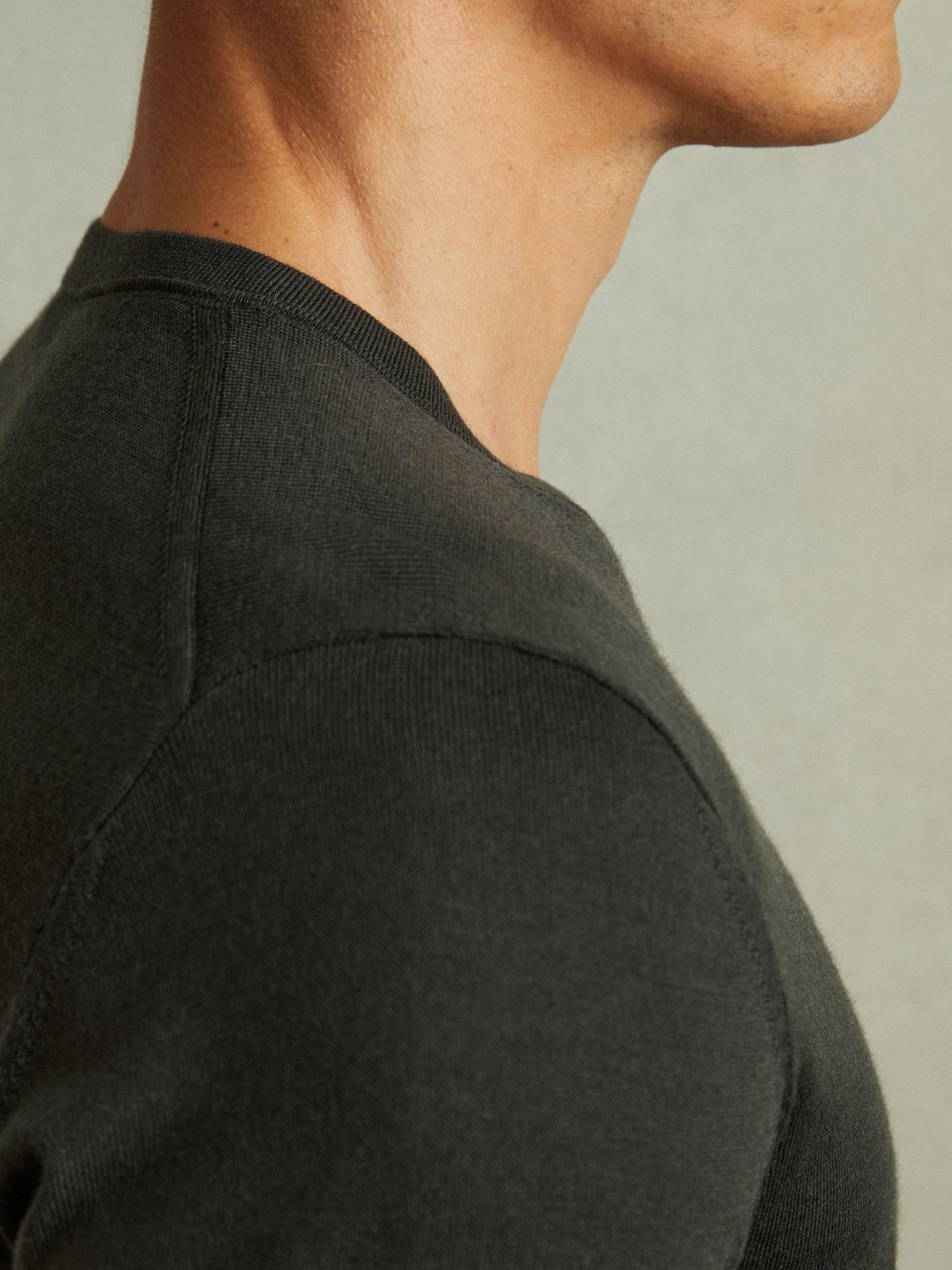 Merino Wool Crew Neck Jumper in Dark Military Green Product Image