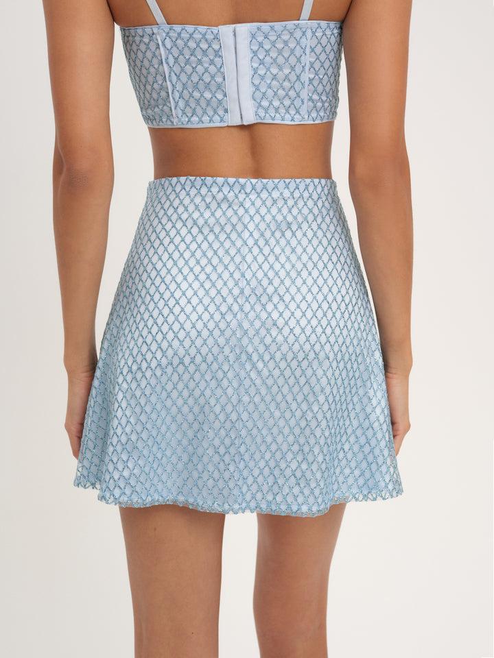 Glitter Grid Mini Skirt — Blue Product Image