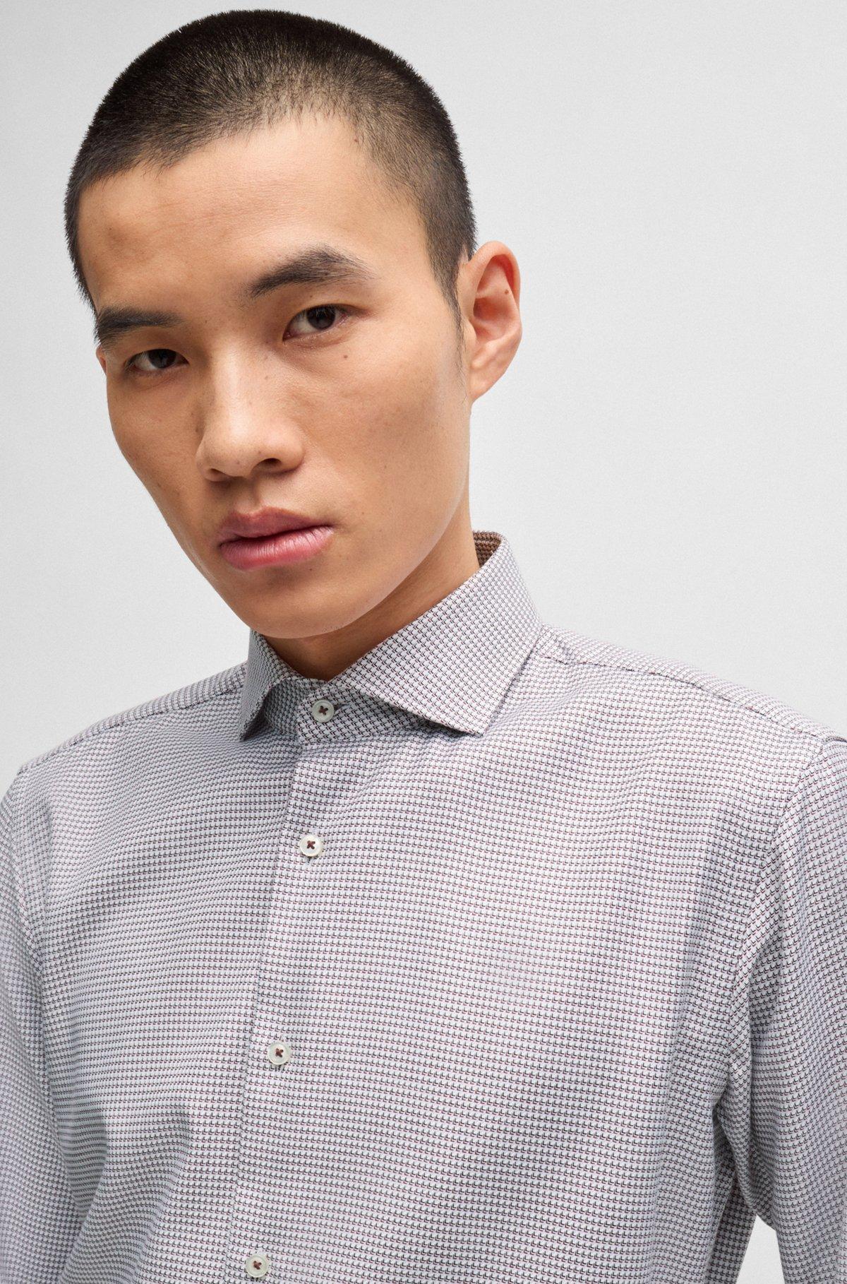 Regular-fit shirt in structured cotton twill Product Image