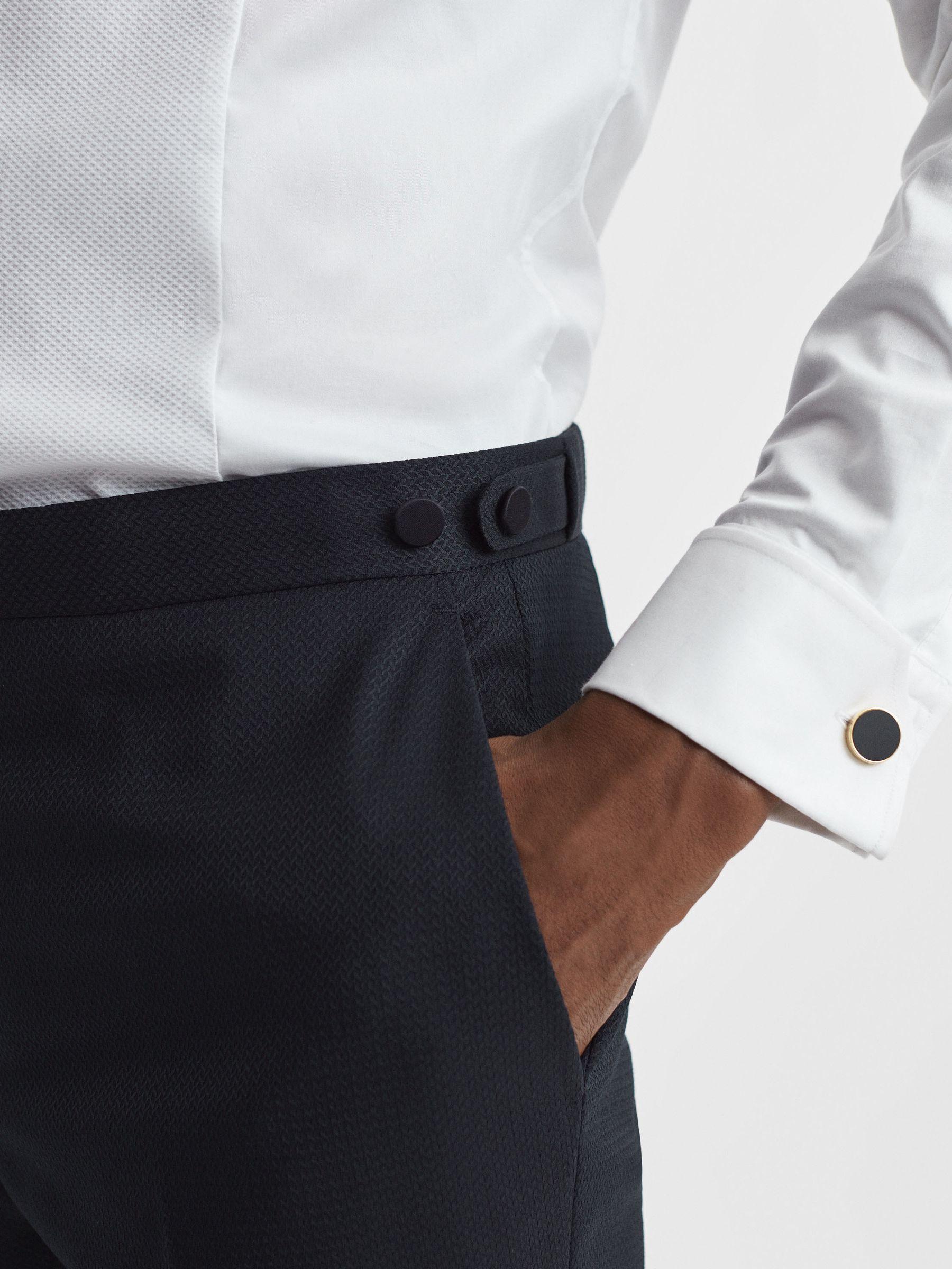 Modern Fit Jacquard Trousers in Navy Product Image