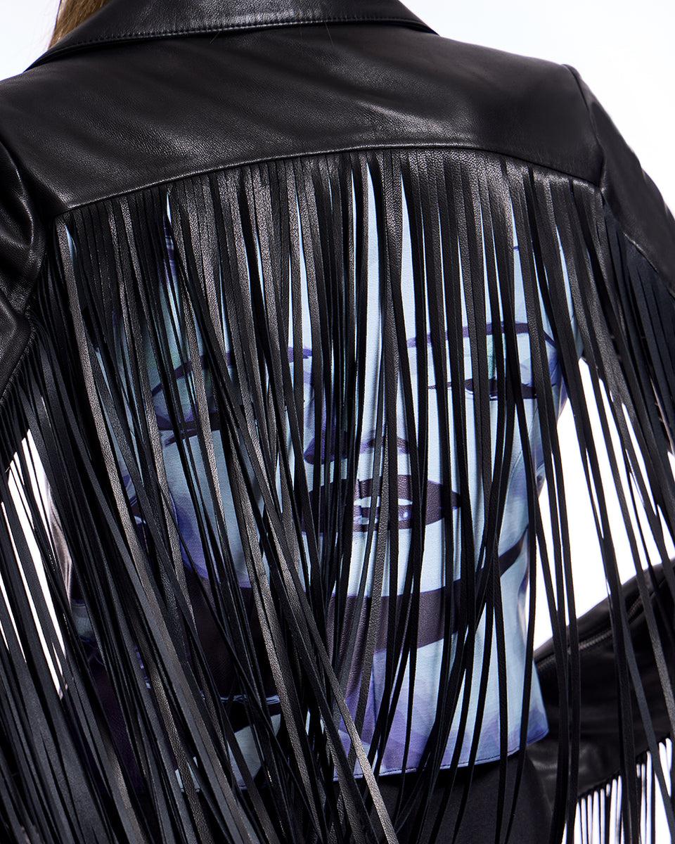 Leather Jacket with Fringes Product Image