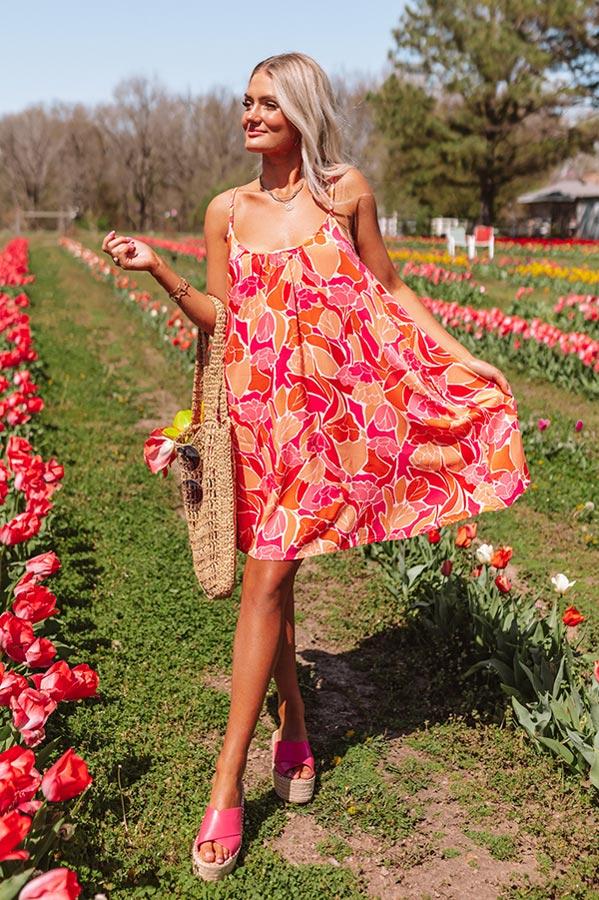 Salty Breeze Babe Shift Dress In Hot Pink Product Image