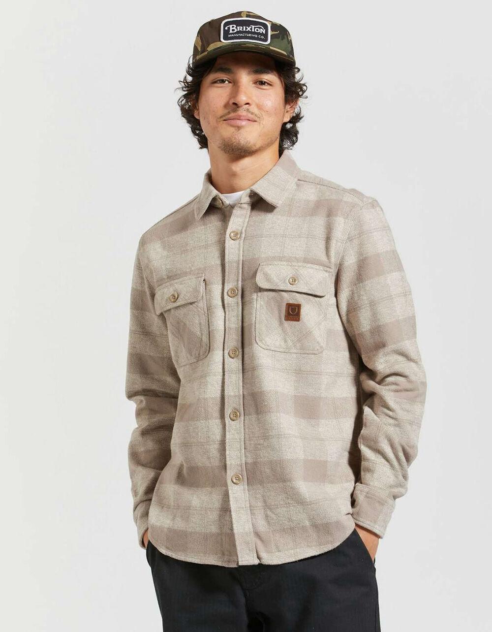 BRIXTON Bowery Mens Heavyweight Flannel - OFF WHITE Product Image