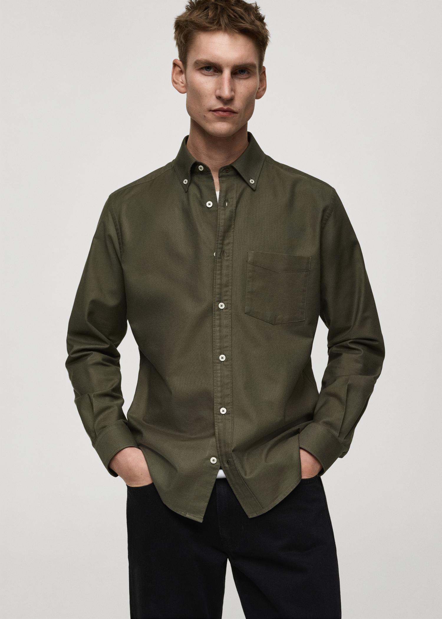 100% cotton Oxford shirt - Men | MANGO USA Product Image