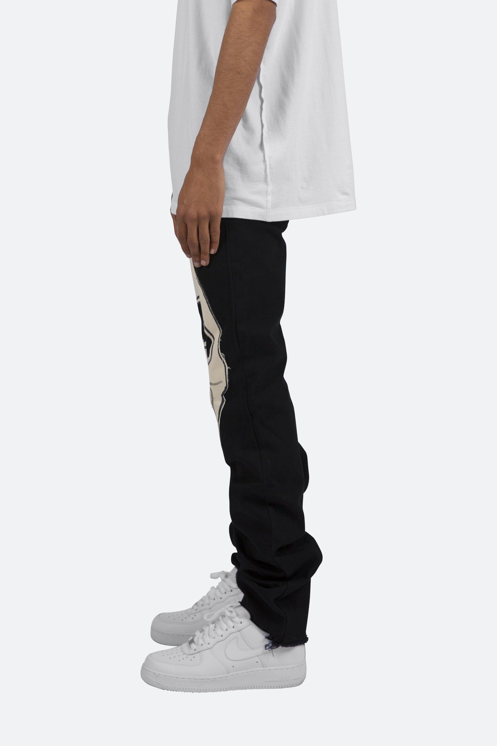 D181 Straight Denim - Black/White Product Image