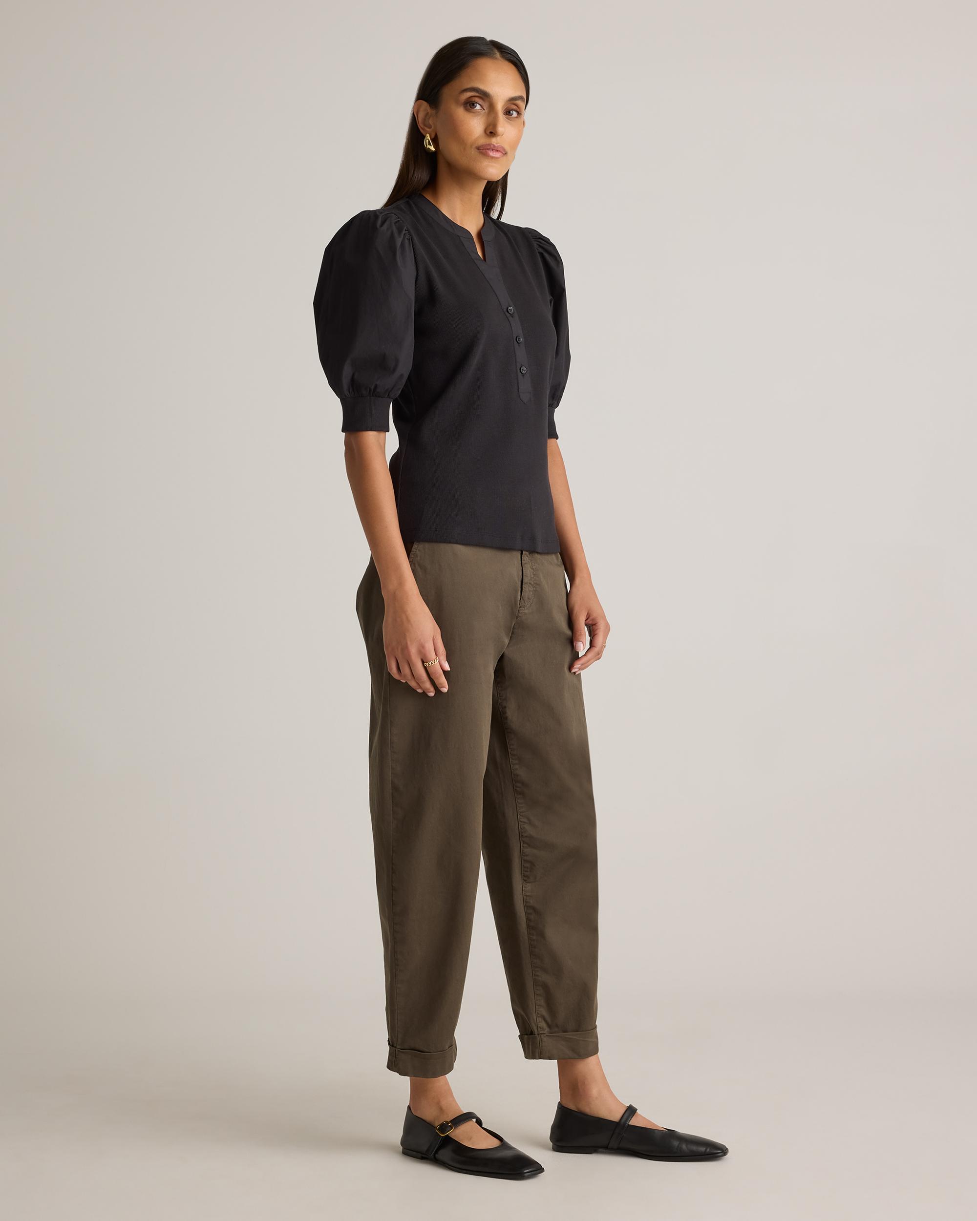 Quince | Women's Cotton Mixed Media Puff Sleeve Top Tencel Product Image