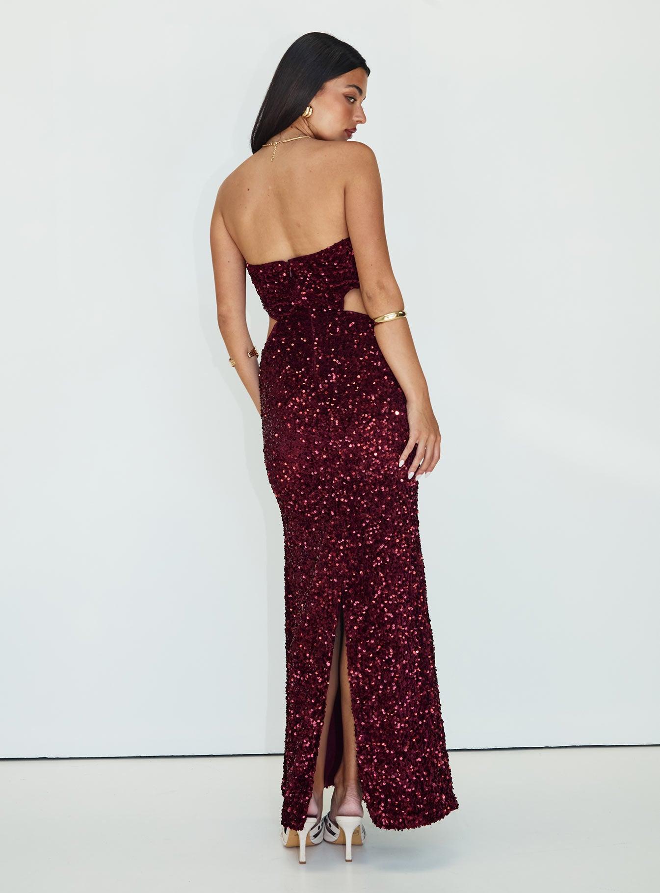 Regalia Strapless Maxi Dress Burgundy Product Image