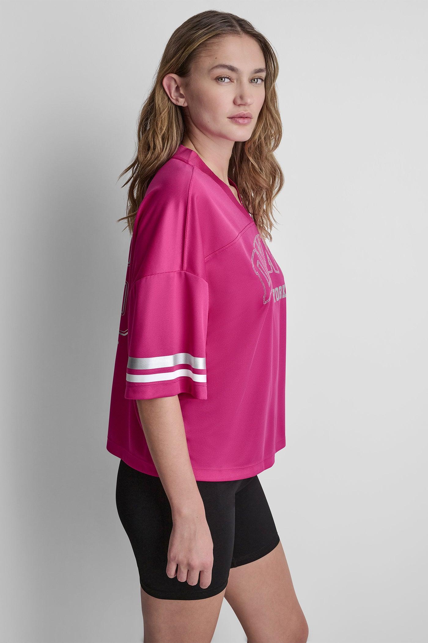 RHINESTONE VARSITY LOGO V-NECK JERSEY Product Image