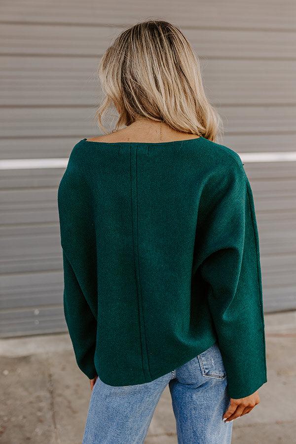 Cafe Social Knit Sweater Top in Hunter Green Product Image
