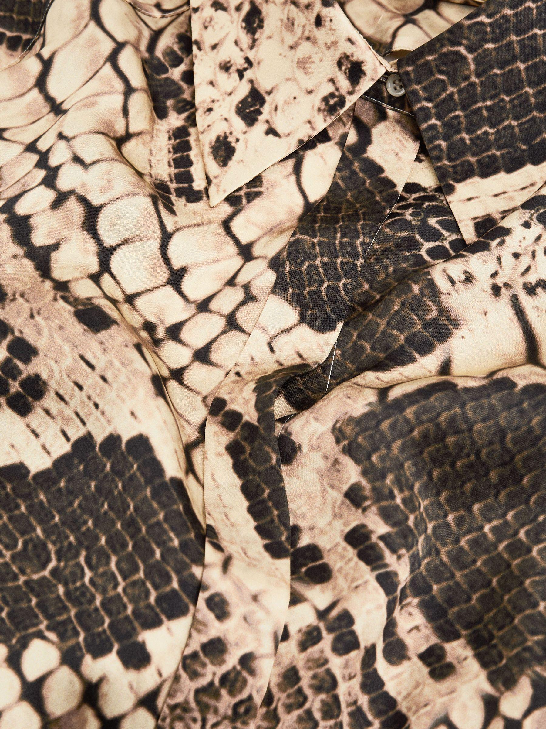 Silk Snake Print Drape Back Shirt in Snake Product Image