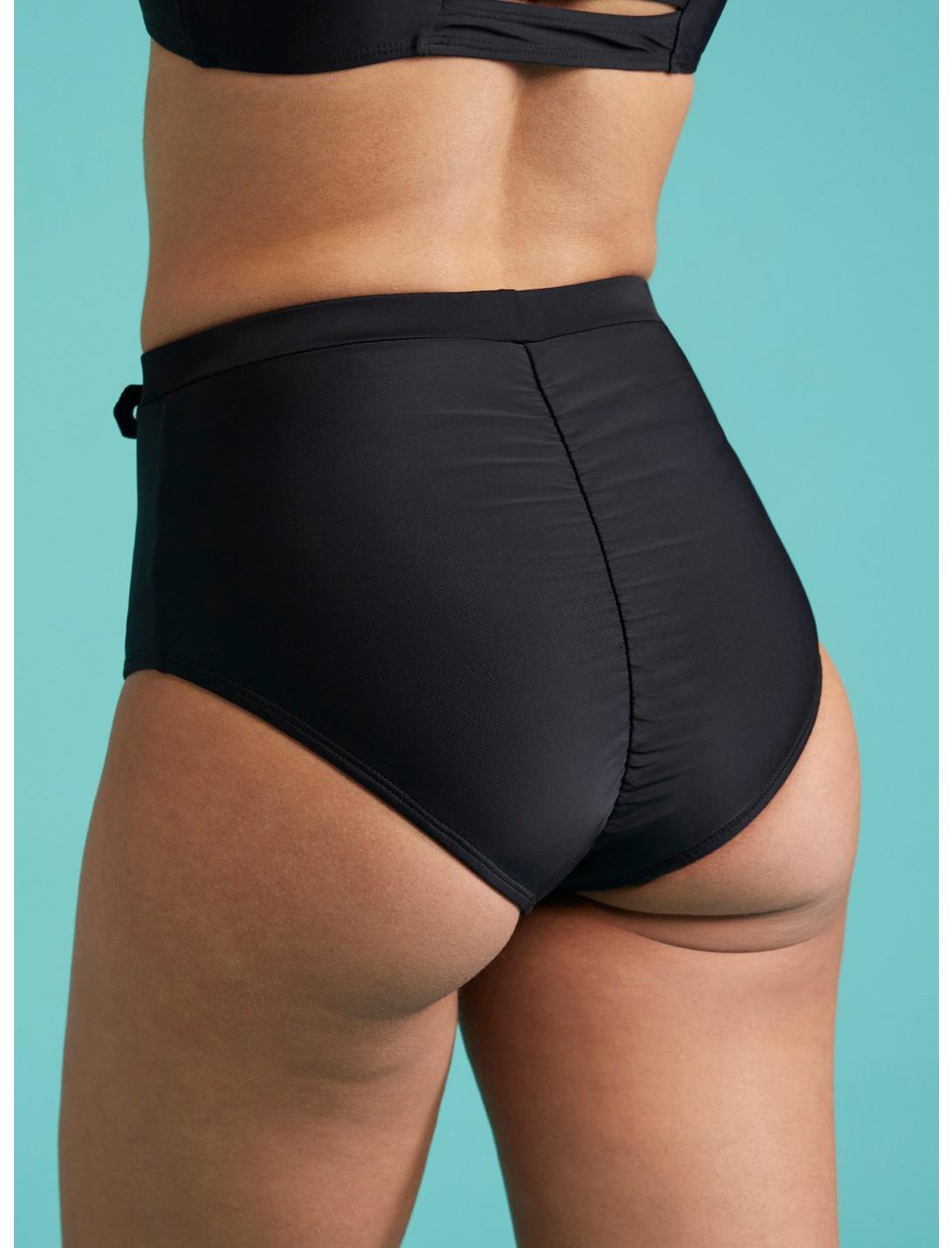 Black Grommet Buckle High-Waisted Swim Bottoms Product Image