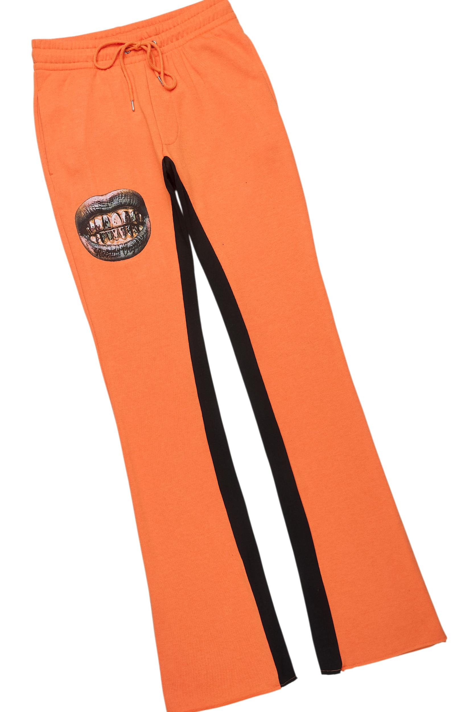 Darce Black/Orange T-Shirt/Stacked Baggy Track Pant Set Male Product Image