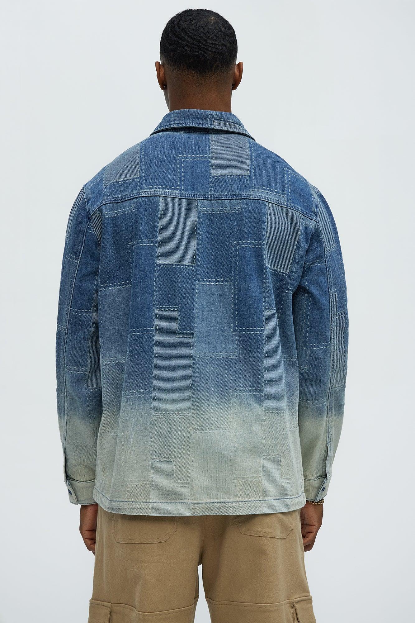 Shibori Faded Long Sleeve Relaxed Shirt - Vintage Blue Wash Product Image