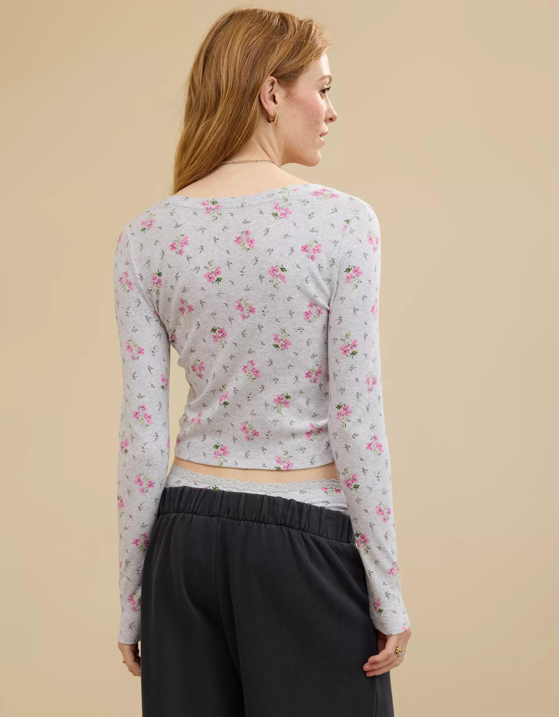 Aerie Long Sleeve Tie Front Cardigan Product Image