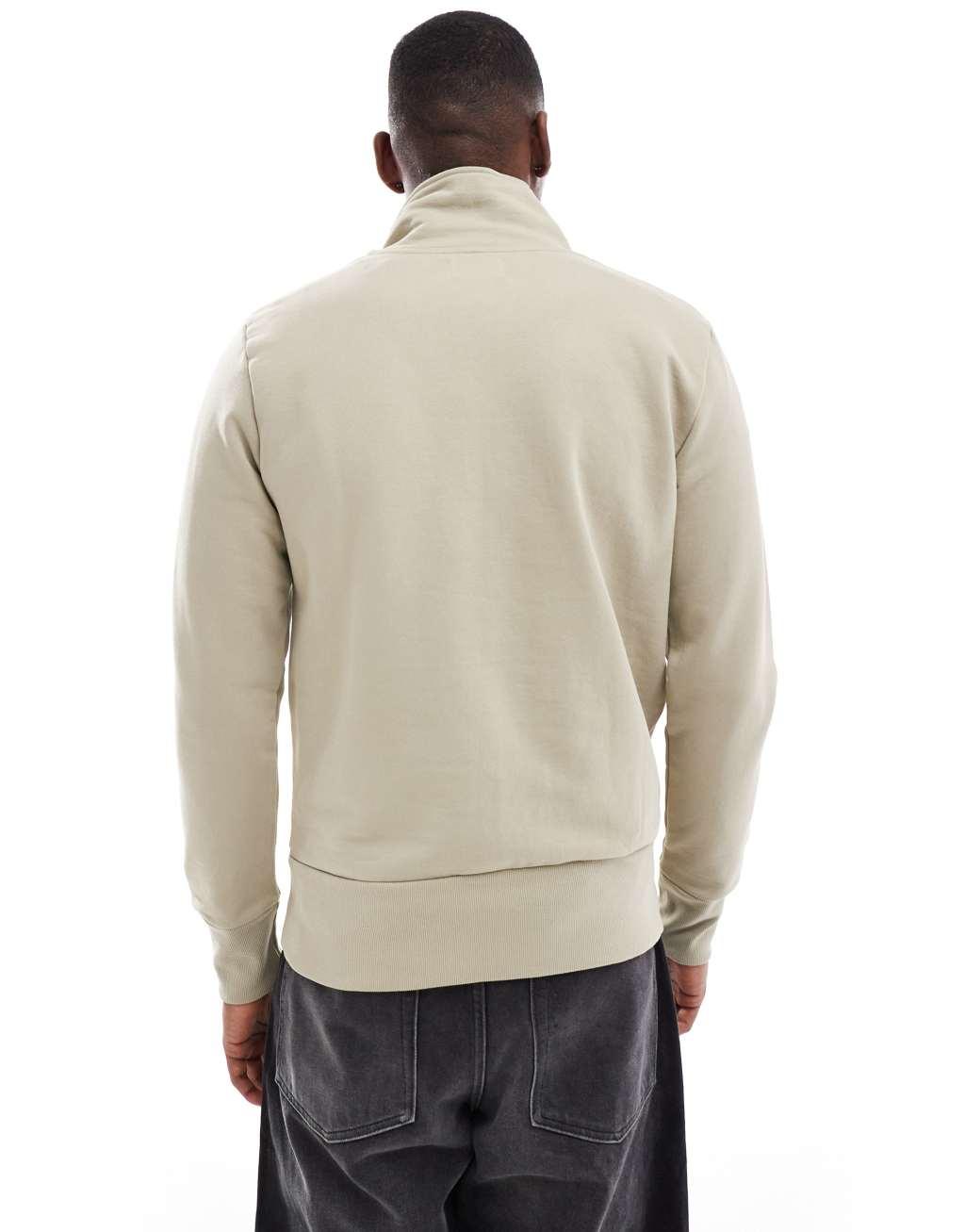 Scalpers icon turtle zip sweatshirt in light khaki   Product Image