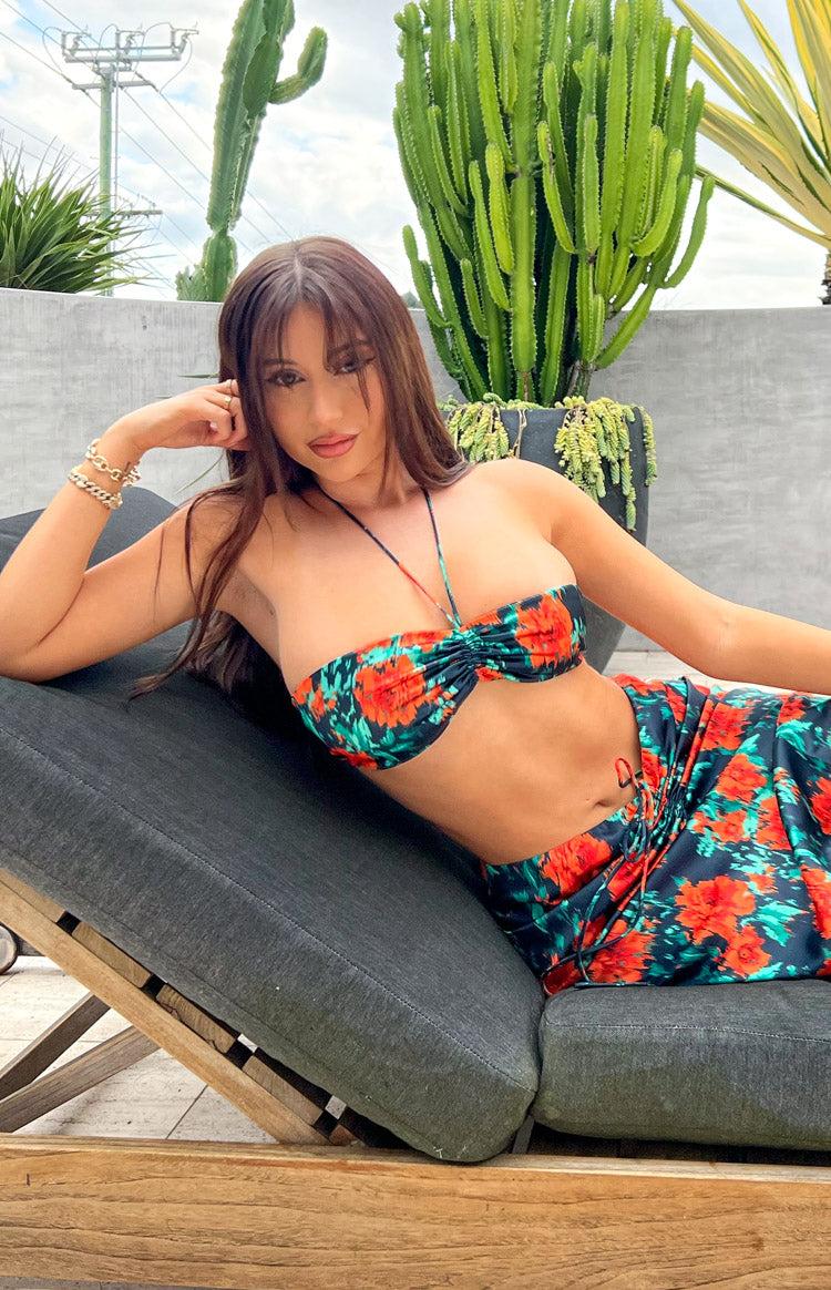 Rani Red Floral Crop Top Product Image