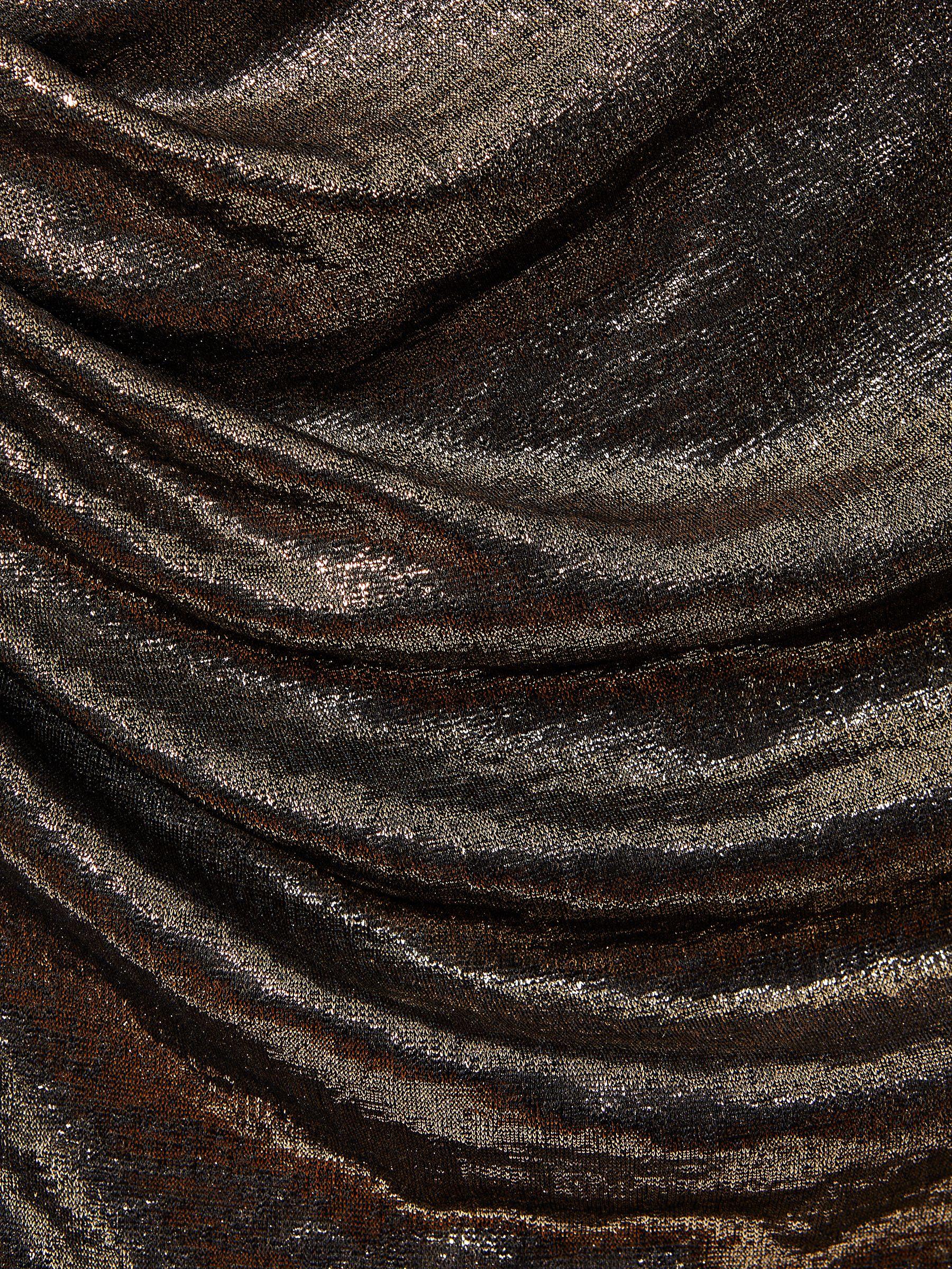 Halston Metallic Ruched Maxi Dress in Gold Product Image