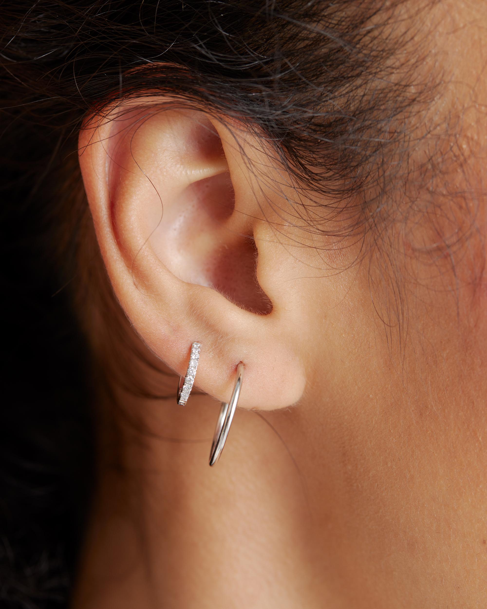 Quince | Women's 14K Gold Pave Diamond Single Huggie Product Image