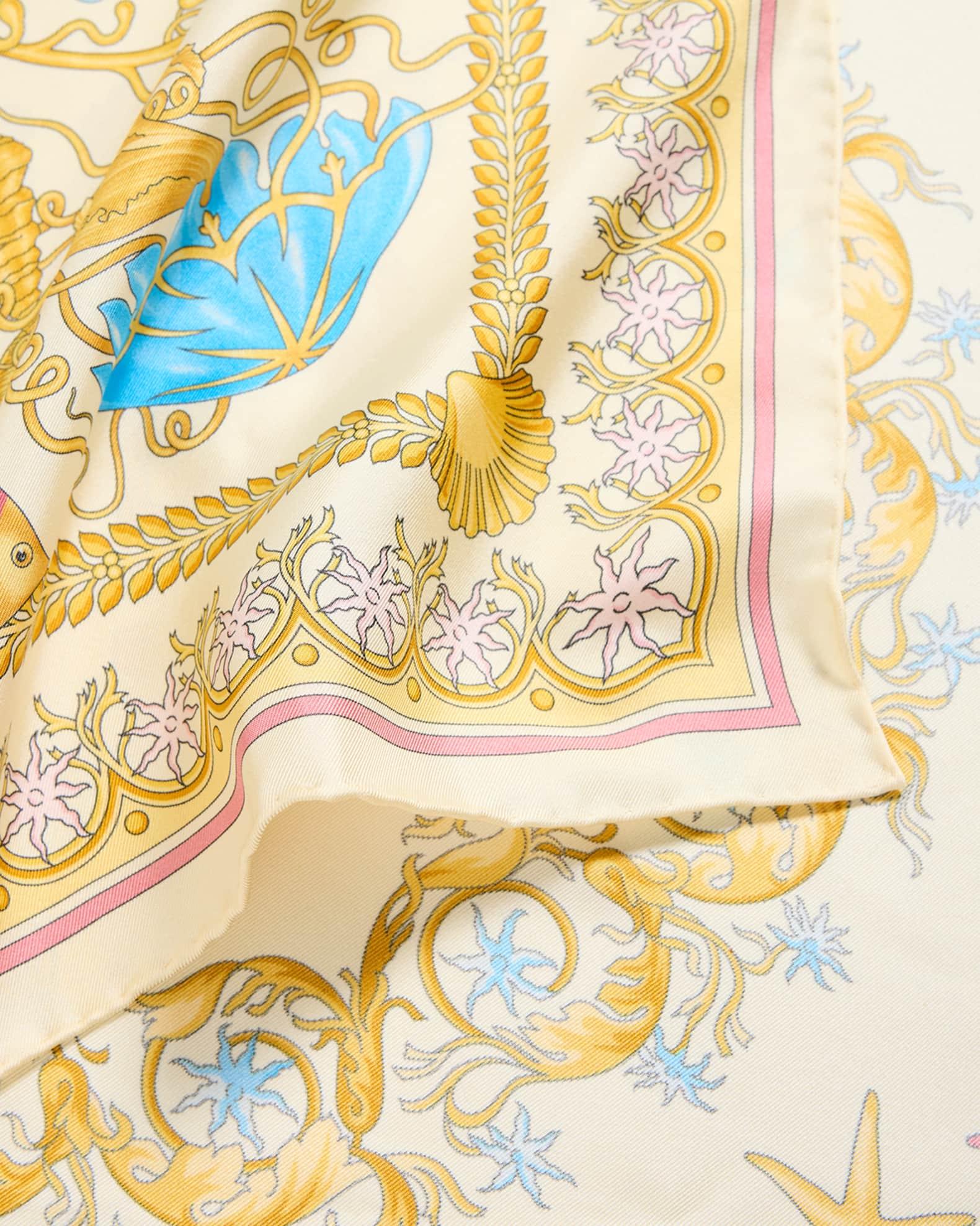 Underwater Barocco Print Silk Twill Scarf Product Image