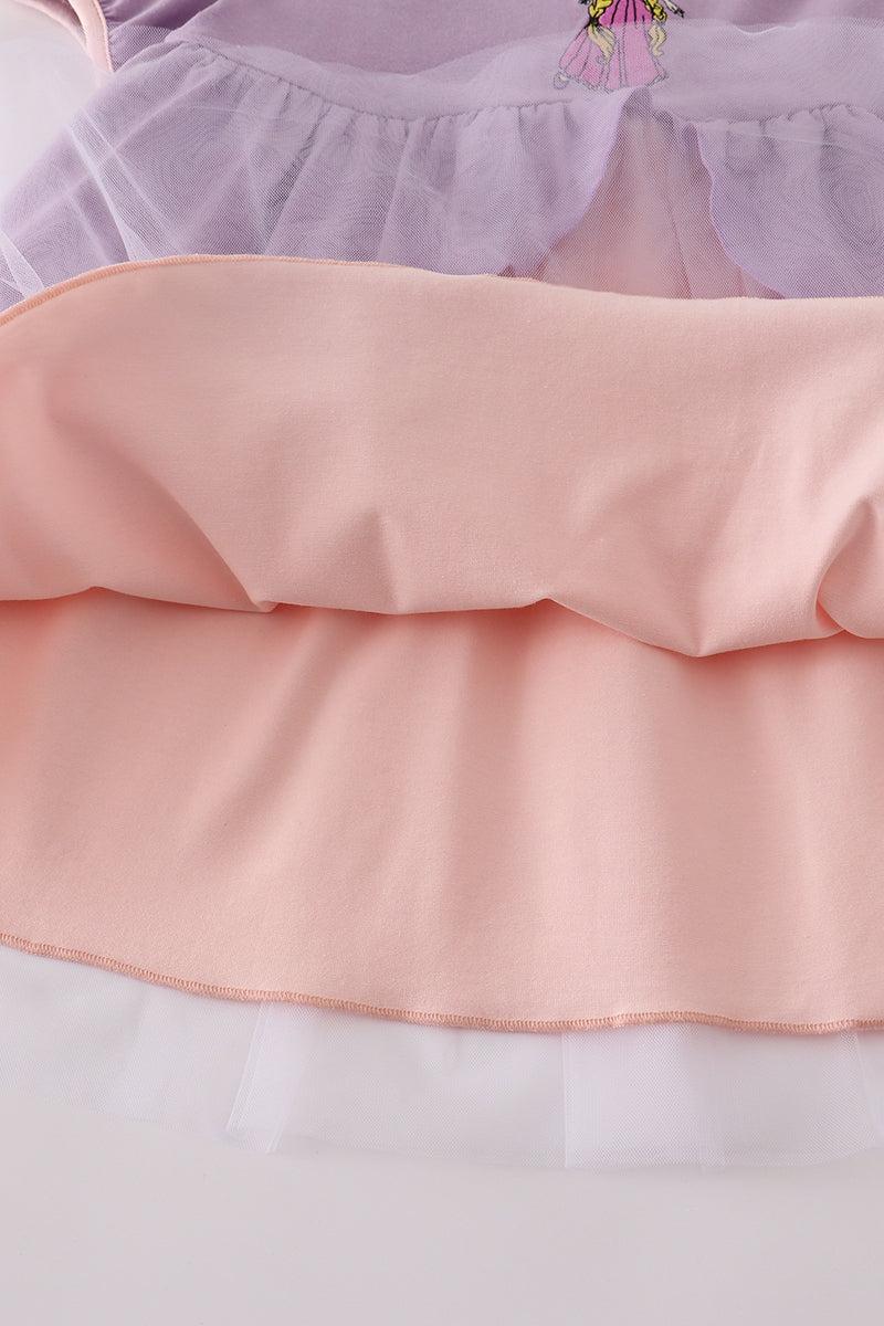 Purple princess embroidery ruffle dress Product Image