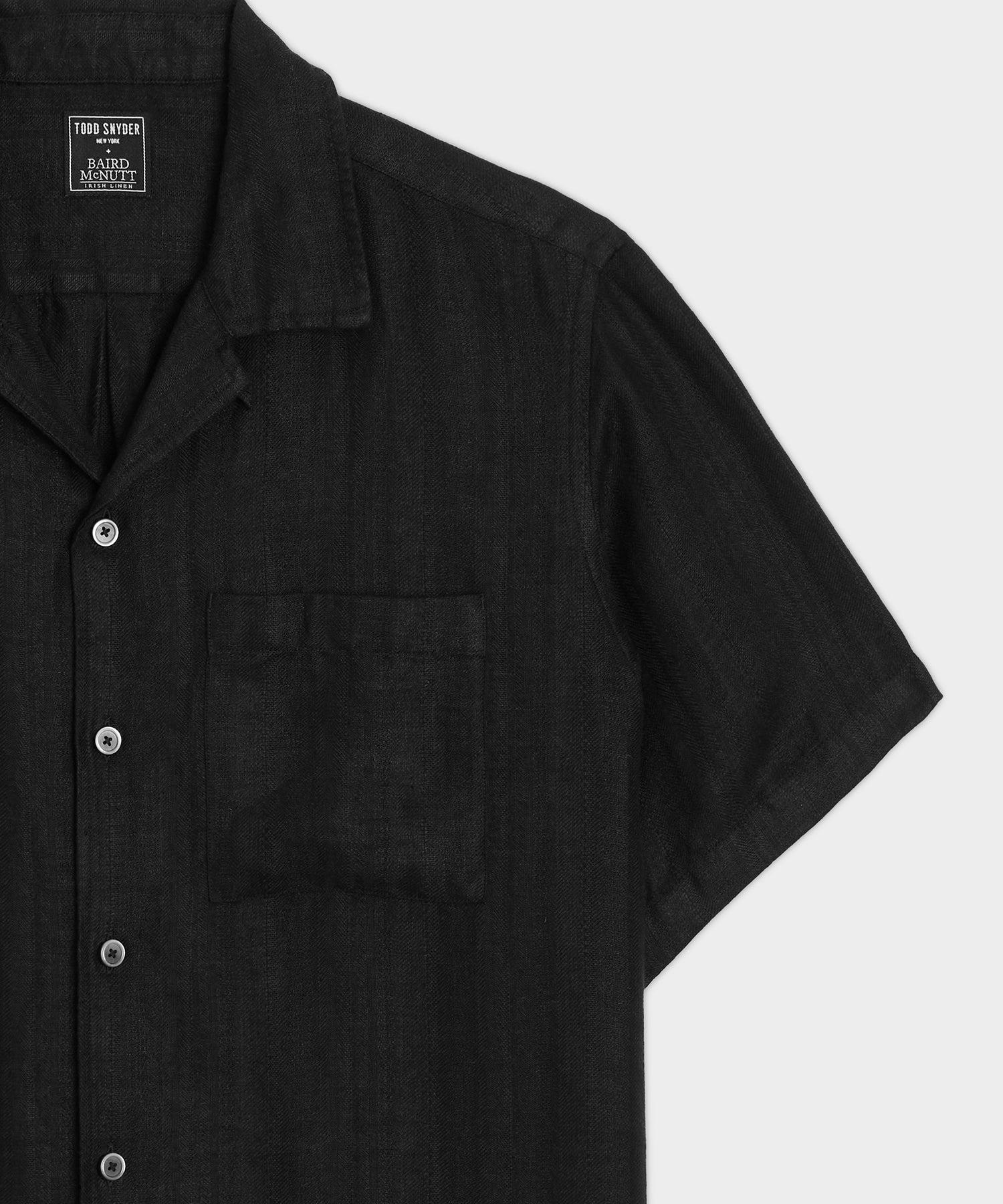 Textured Cropped Sea Soft Irish Linen Camp Collar Shirt Product Image