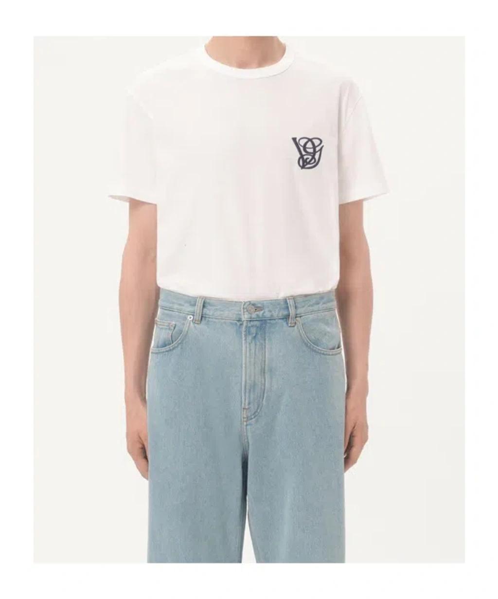 VALENTINO Logo Embroidery Crew Neck Short Sleeves T-shirt In White Product Image