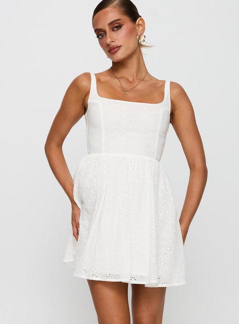 Cartmel Embroidered Mini Dress White Product Image
