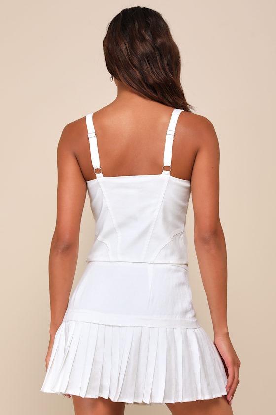 Utterly Eye-Catching White Bustier Tank Top Product Image