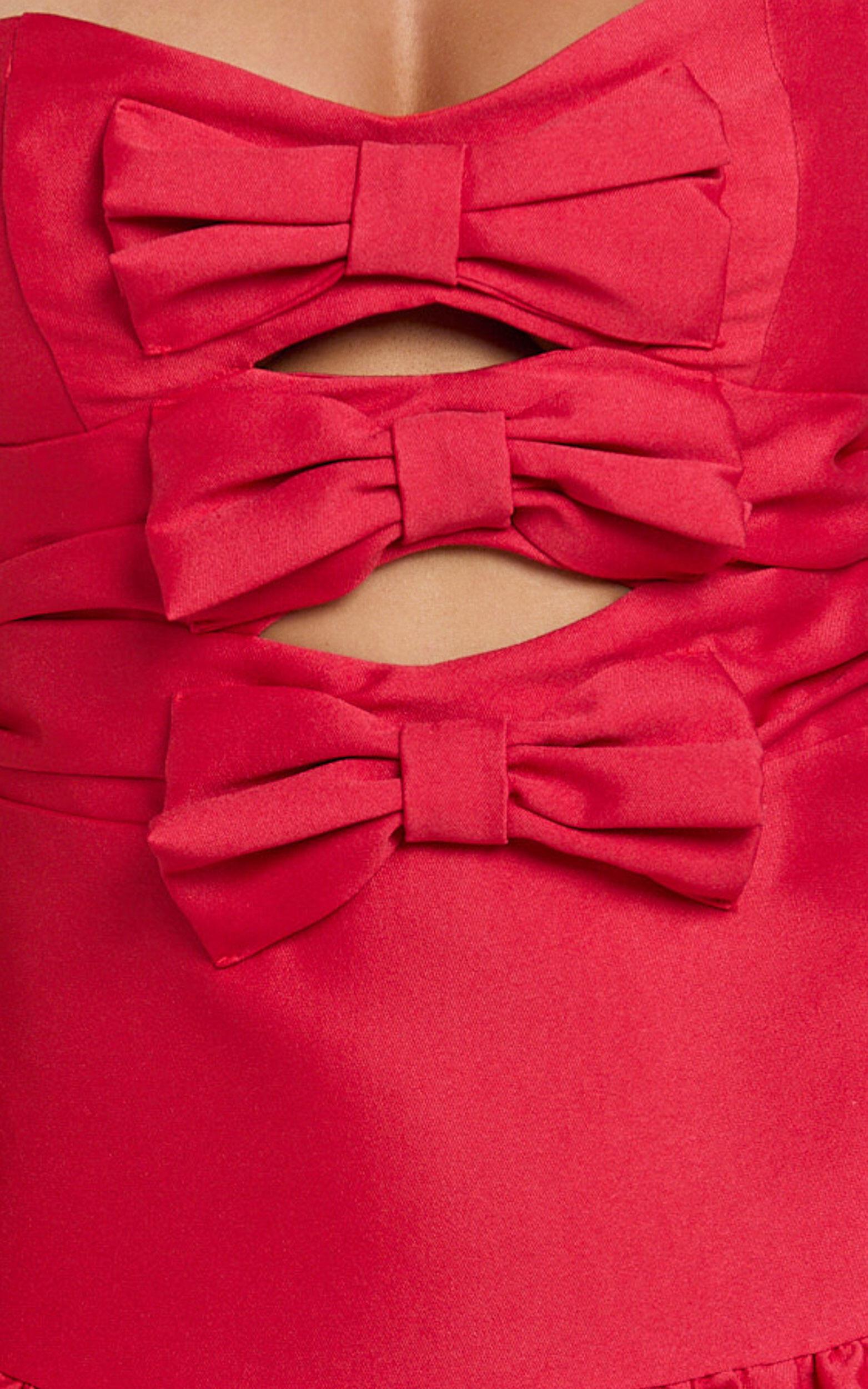 Otis Mini Dress - Strapless Fit And Flare Bubble Hem Dress in Red Product Image