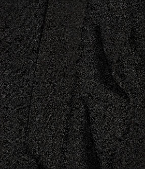 Calvin Klein Boat Neck Short Sleeve Belted Ruffle Hem Faux Wrap Dress Product Image