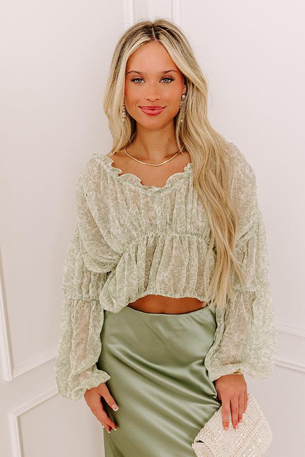 Romantically Inclined Floral Top in Sage Product Image