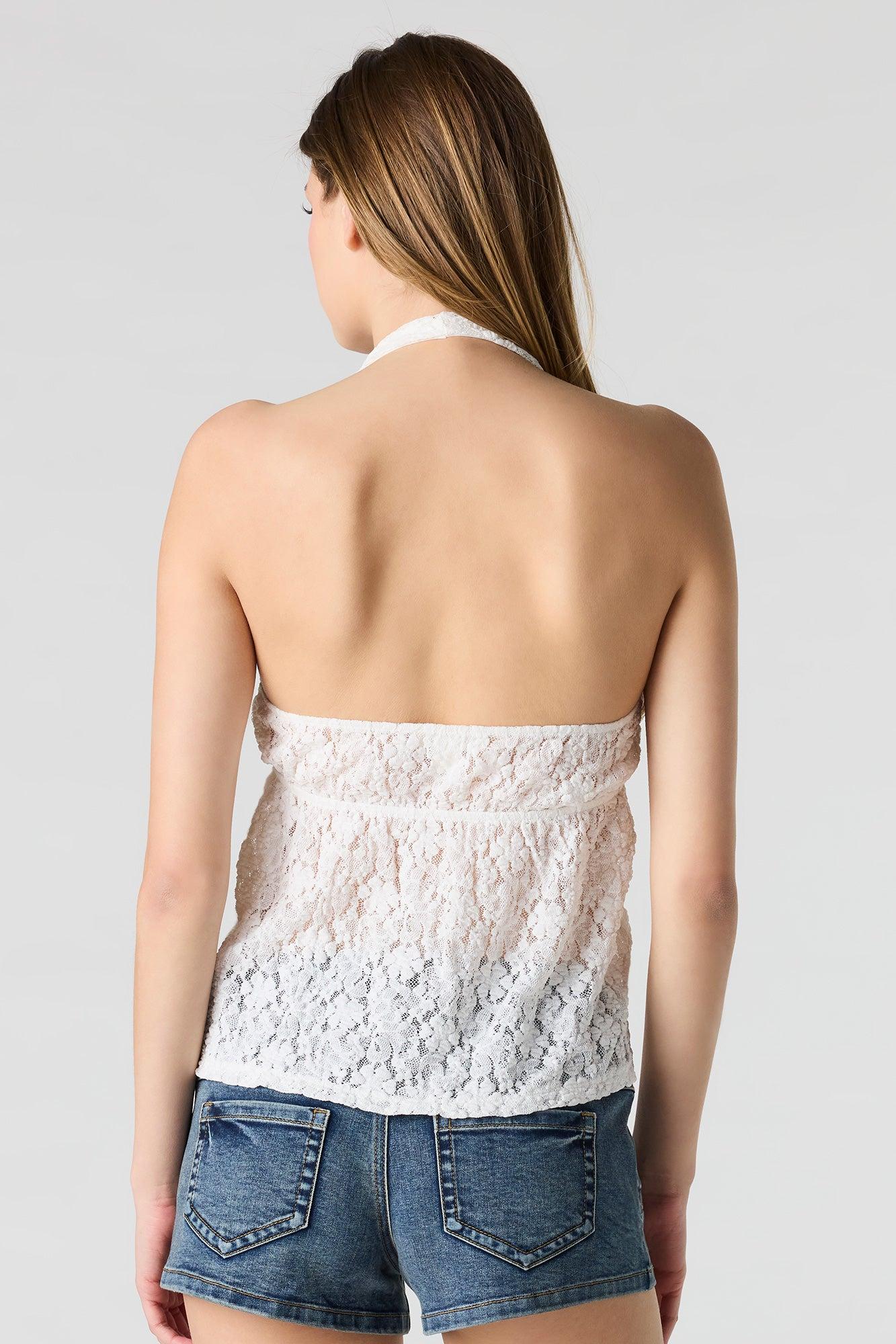 Lace Halter Babydoll Top Female Product Image